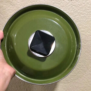 VTG SUPER RARE AVOCADO 70s REPLACEMENT LID WITH SQUARE KNOB HOLDER
